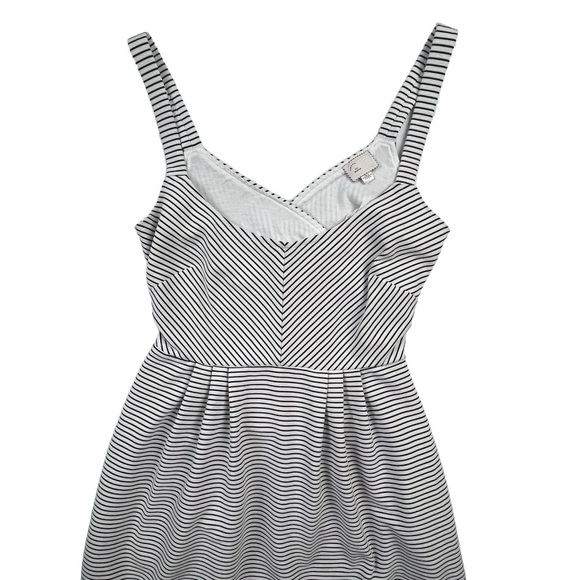Anthropology White Black Strip Postage Stamp 9-H15 STCL A-Line Scoop Dress Sz:M - Picture 3 of 12